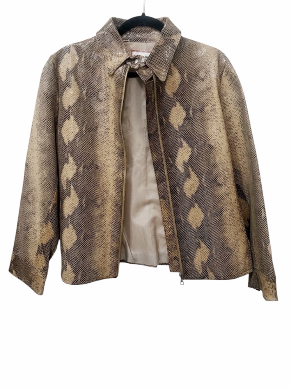 Vintage Vera Pelle Snakeskin Print Leather Blazer Size Large